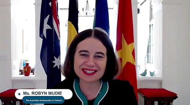 The Australian Ambassador to Vietnam, Ms Robyn Mudie making her announcement