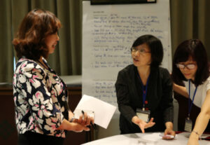 Ms Tran Thi Thu Ha, Vice Director, Vietnam Vocational Training Accreditation Agency, General Directorate of Vocational Training (left) is discussing with other forum participants